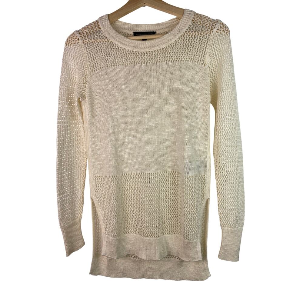 Banana‎ Republic Women's XS Cream Mesh Open Knit Tunic Sweater *